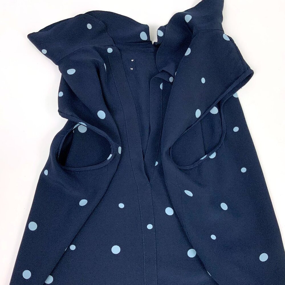 MARNI Navy Blue Polka Dot Sleeveless Blouse Ruffle Neck Sz 44 (M) - Picture 16 of 16